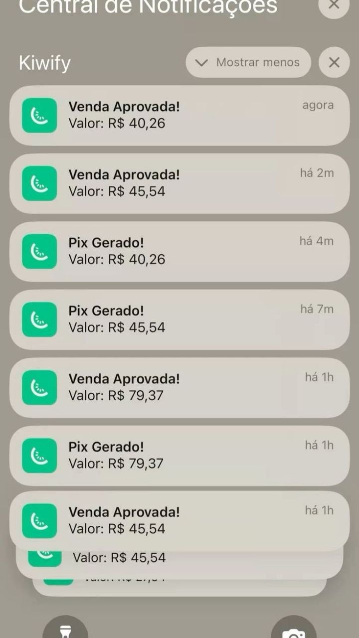 Notificações de vendas e Pix gerados