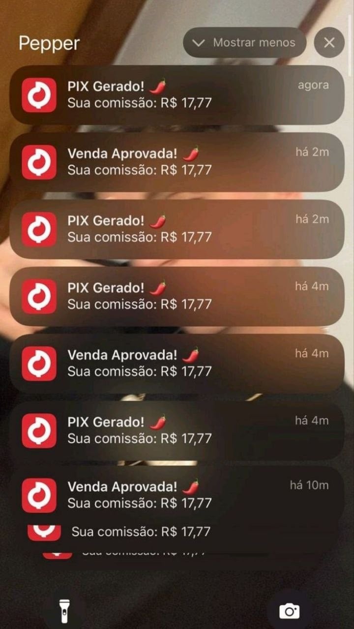 Notificações de Pix e vendas aprovadas